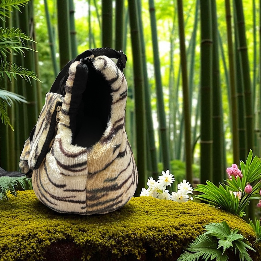 Tan Multi Animal Print Pet Carrier Tote Bag with Matching Little Purse